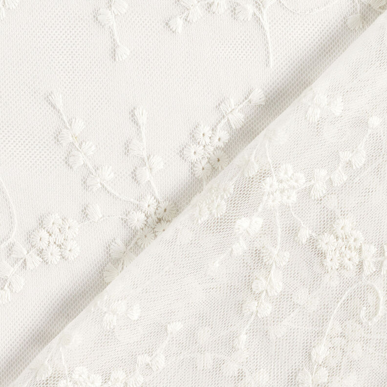 Koronka tiulowa w kwiatki – biel,  image number 5