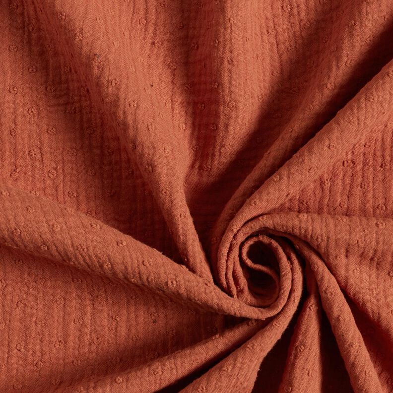 Muślin / Tkanina double crinkle dobby – terakota,  image number 3