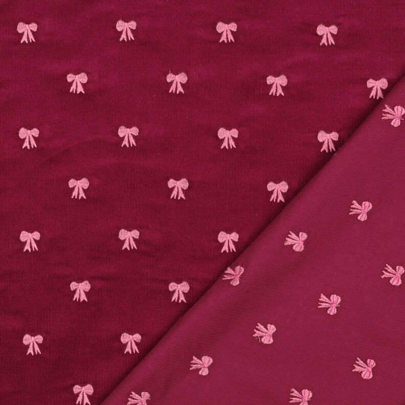 Sztruks cienki haftowane kokardy | Poppy Fabrics – czerwień karminowa, image number 4