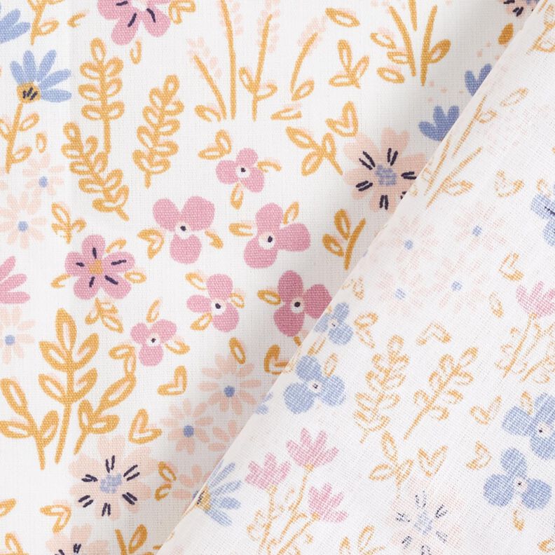 Bawełna powlekana kolorowa łąka kwietna – biel/pastelowy fiolet,  image number 5