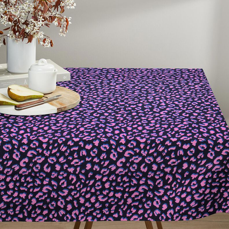Bawełna powlekana abstrakcyjna panterka | Poppy Fabrics – ciemnogranatowy/pink, image number 6