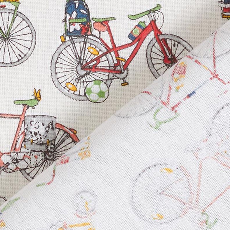 Tkanina bawełniana kreton rowery retro – mleczna biel,  image number 4