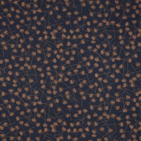 Dżersej bawełniany abstrakcyjne rośliny – czarnoniebieski/jasny brąz, 