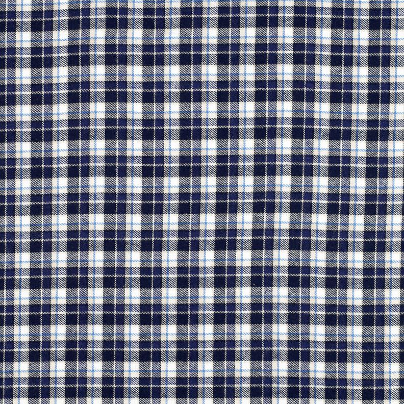 Flanela bawełniana mała kratka – granat/mleczna biel,  image number 1