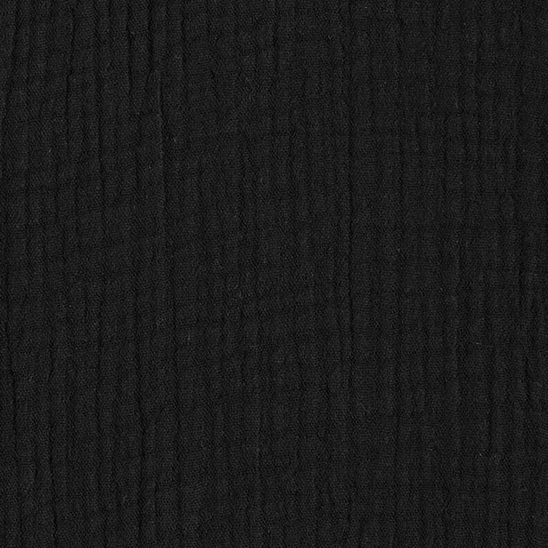 GOTS Trójwarstwowy muślin bawełniany – czerń,  image number 4