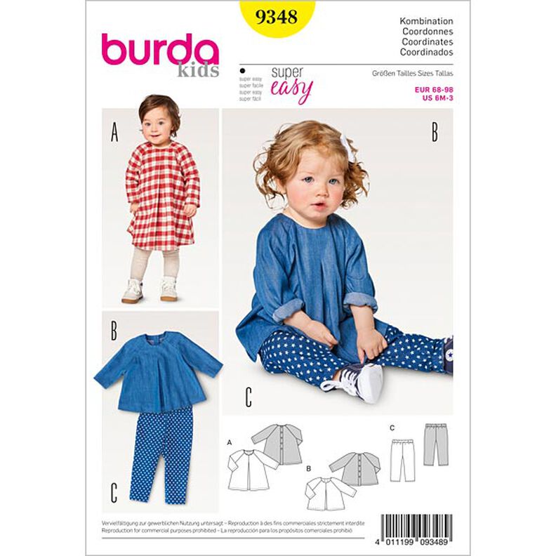 Sukienka niemowlęca | Bluzka | Spodnie, Burda 9348 | 68 - 98,  image number 1