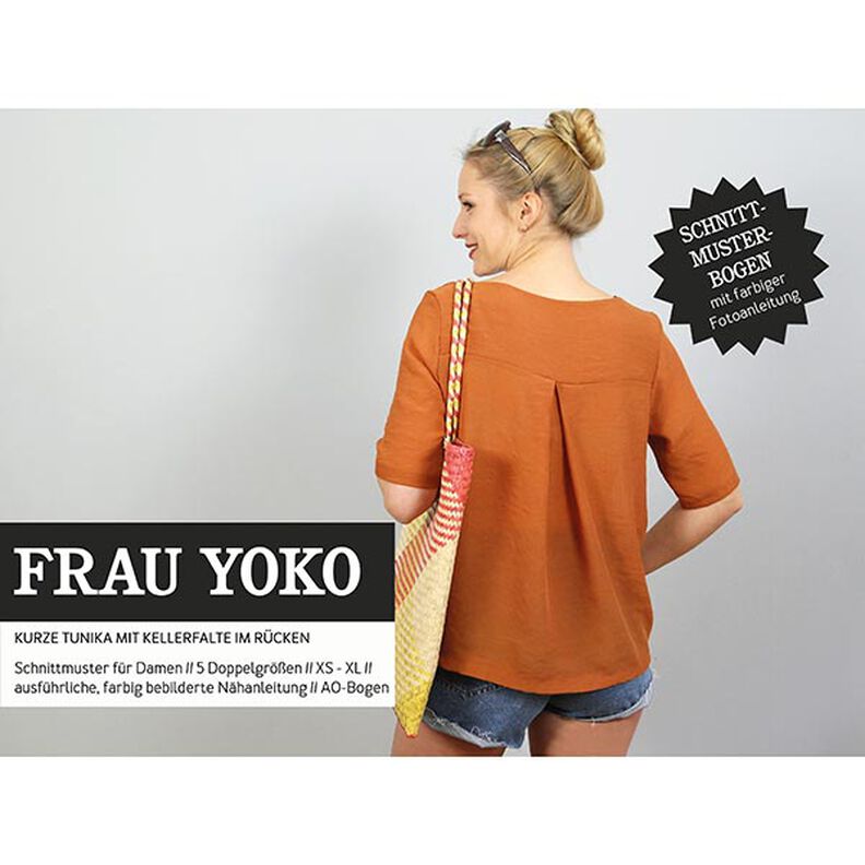 FRAU YOKO – krótka tunika z kontrafałdą z tyłu, Studio Schnittreif  | XS -  XXL,  image number 1
