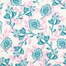 Mieszanka wiskozy i lnu kwiaty | Poppy Fabrics – kość słoniowa/turkus,  thumbnail number 1