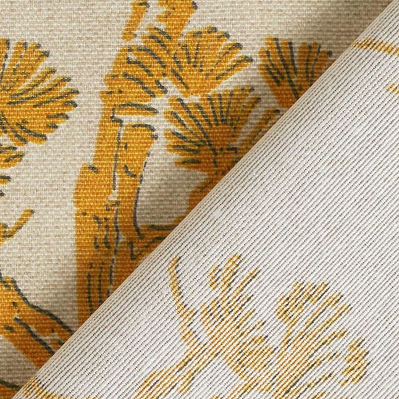 Tkanina dekoracyjna płótno Chiński żuraw – beż/żółty curry,  image number 4