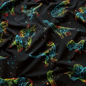 Dżersej bawełniany Kontury dinozaurów | Glitzerpüppi – czerń/mix kolorów, 
