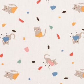 Popelina bawełniana kocie konfetti – kość słoniowa/jasny kreci, 