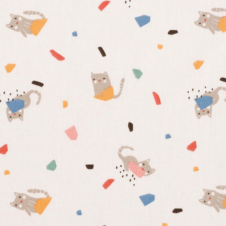 Popelina bawełniana kocie konfetti – kość słoniowa/jasny kreci,  image number 1