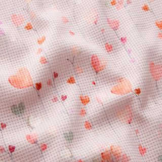 Dżersej wafel serca z motywami kwiatowymi nadruk cyfrowy  – różowy, 
