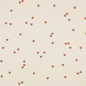 Dżersej prążkowany rozproszone serca | Poppy Fabrics – jasnobeżowy/brąz, 