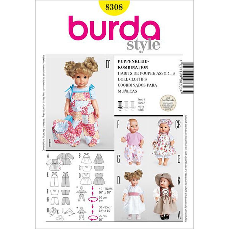 Sukienki dla lalek, Burda 8308,  image number 1