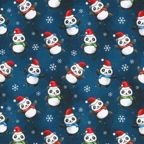 Dżersej bawełniany panda w świątecznym nastroju | Glitzerpüppi – ciemnogranatowy/chili, 