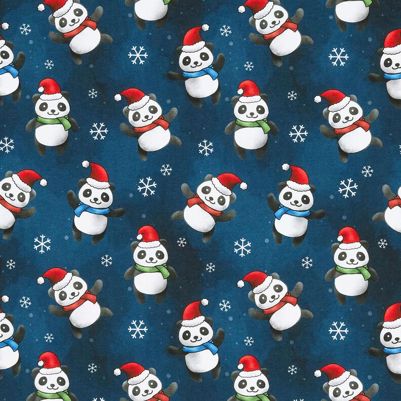 Dżersej bawełniany panda w świątecznym nastroju | Glitzerpüppi – ciemnogranatowy/chili,  image number 1