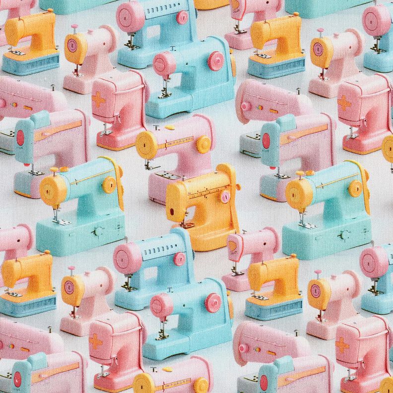 Tkanina bawełniana Popelina kolorowe maszyny do szycia &ndash; jasny r&oacute;ż/jasny turkus,  image number 1