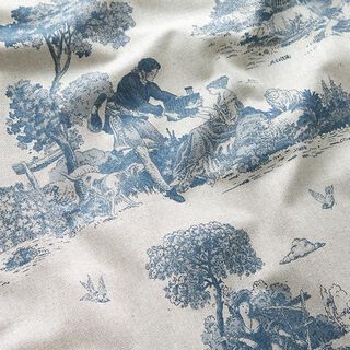Tkanin dekoracyjna Half panama piknik pasterski – dżins/naturalny, 