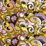 Tkanina wiskozowa kwiaty retro – oliwka/lilia,  thumbnail number 1