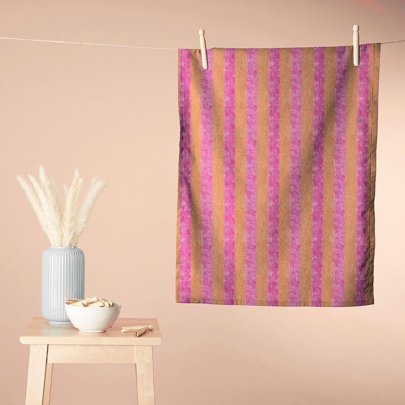 Tkanina frotte Bambus szerokie pasy – jasnopomarańczowy/pink, image number 7