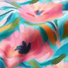 Tkanin dekoracyjna Diagonal bawełniany malowane kwiaty  – róż/turkus,  thumbnail number 2