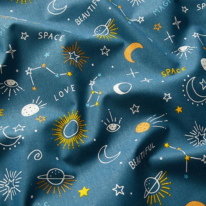 Tkanina bawełniana Kreton gwiazdozbiory – niebieski oceaniczny,  image number 2
