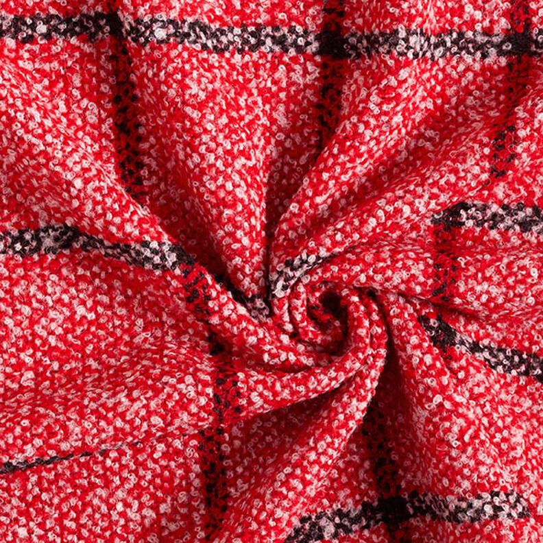 Bouclé na płaszcze w kratkę – czerwień,  image number 3