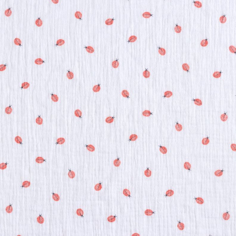 Muślin / Tkanina double crinkle Biedronka nadruk cyfrowy | Poppy Fabrics – biel,  image number 1