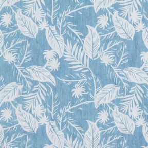 Bawełna chambray w palmy – jasnoniebieski/kość słoniowa, 