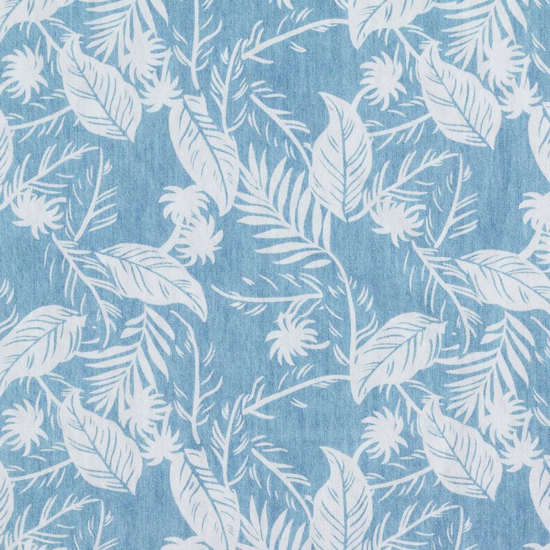 Bawełna chambray w palmy – jasnoniebieski/kość słoniowa,  image number 1