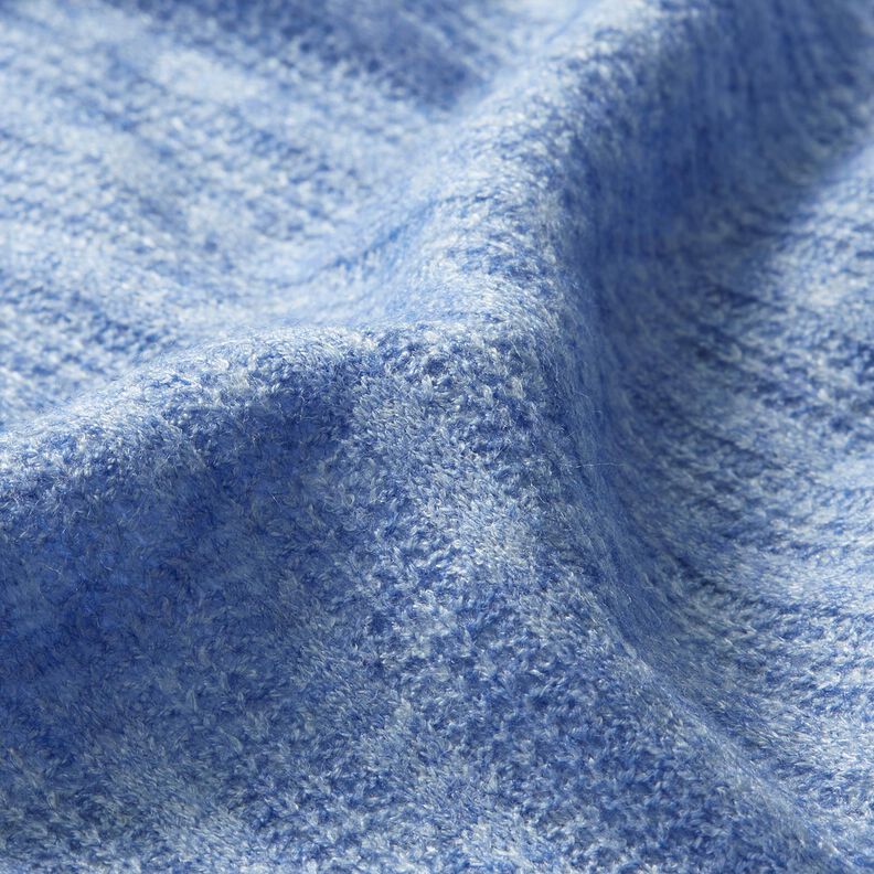 Dzianina swetrowa we wzór warkoczowy, melanż – jasnoniebieski jeans,  image number 2