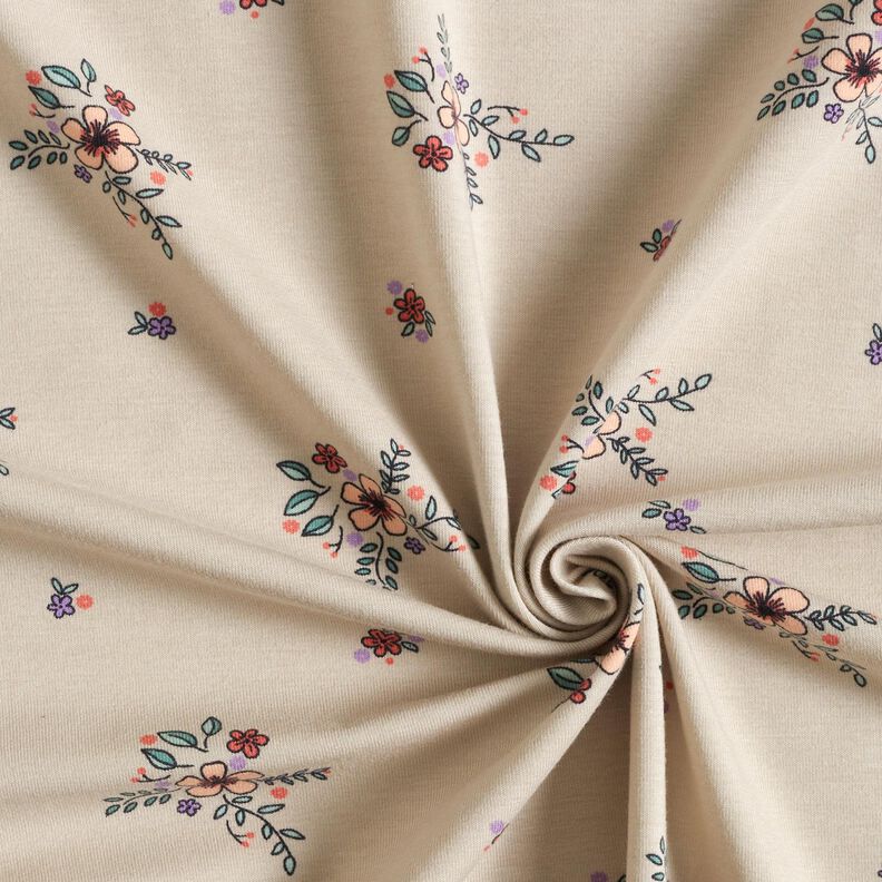 GOTS Dżersej bawełniany rozsypane kwiaty | Poppy Fabrics – migdałowy,  image number 3
