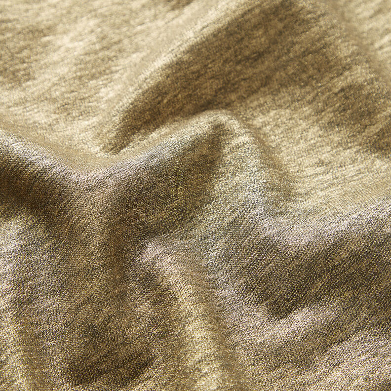 Lniany dżersej, połyskujący melanżu – khaki/złoty metaliczny,  image number 2