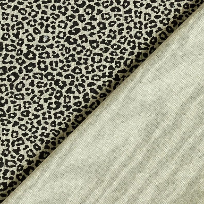 Dżersej bawełniany miniaturowy nadruk w panterkę – greige/czerń,  image number 4
