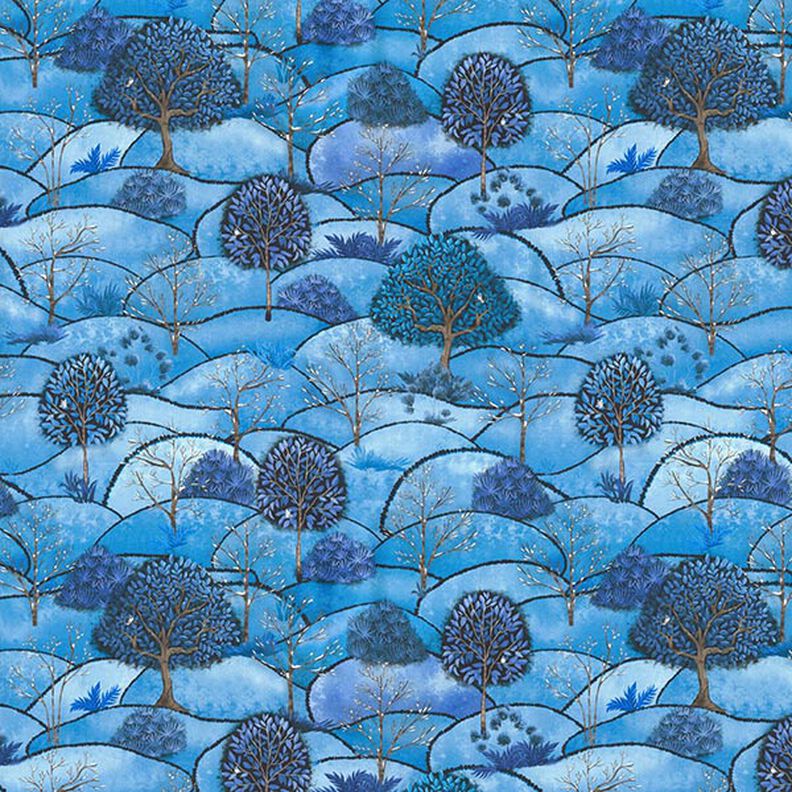 Tkanina dekoracyjna półpanama z nadrukiem cyfrowym Krajobraz zimowy – jasnoniebieski,  image number 1