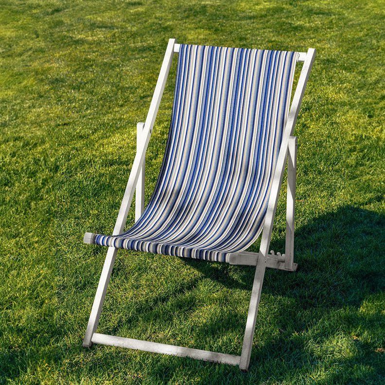 Outdoor Tkanina na leżaki Podłużne paski 44 cm – indygo/beż,  image number 4