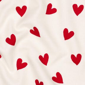 Flanela bawełniana serca | Poppy Fabrics – kość słoniowa/czerwień karminowa, 
