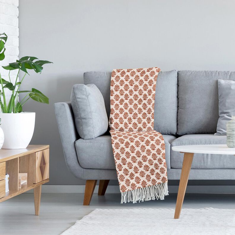 Tkanina pikowana Muślin winorośl i kwiaty – brąz/ciemnogranatowy,  image number 5