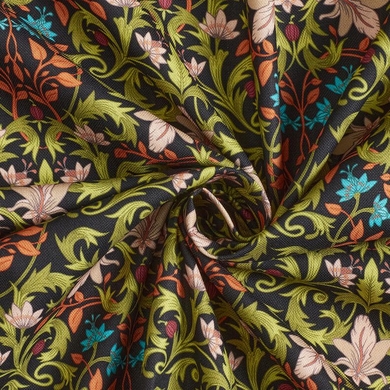 Tkanin dekoracyjna Half panama ozdoby z liści – czerń/pinia,  image number 3