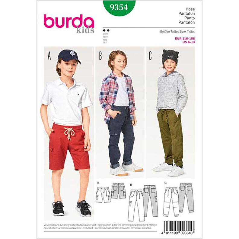 Spodnie dziecięce | Szorty, Burda 9354 | 116 - 158,  image number 1