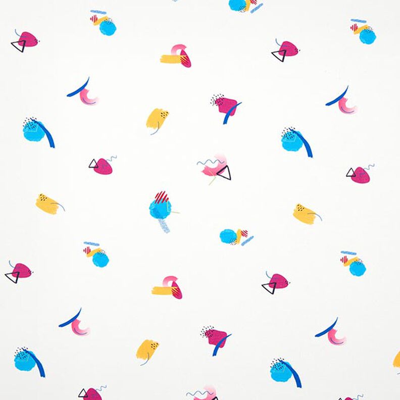 Dżersej bawełniany – abstrakcyjne kształty | DIY Eule – biel,  image number 1