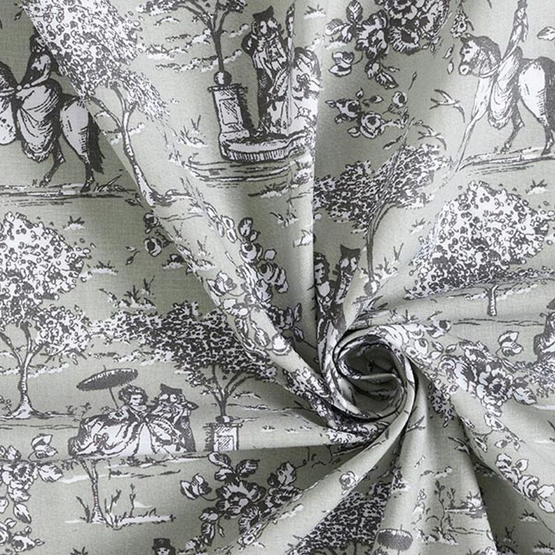 Tkanina bawełniana Kreton wizyta w parku – zieleń trzcinowa,  image number 3