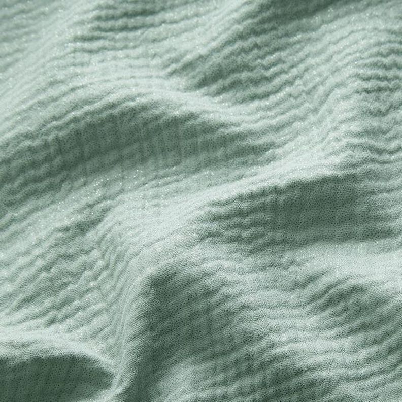Muślin / Tkanina double crinkle drobne błyszczące kropki| by Poppy – zieleń trzcinowa,  image number 3