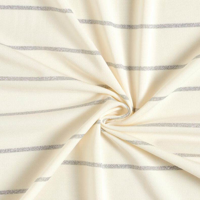 Dżersej w szerokie, błyszczące paski &ndash; biel/srebrny metaliczny,  image number 4
