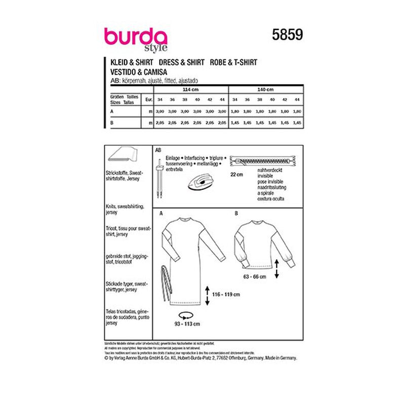 Sukienka / Koszulka | Burda 5859 | 34-44,  image number 9