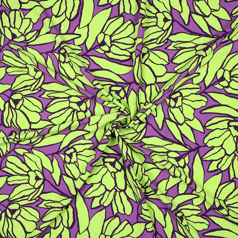 Lenzing Ecovero Inked Bouquet | Nerida Hansen – czerwona lilia/zieleń liści lipy,  image number 3