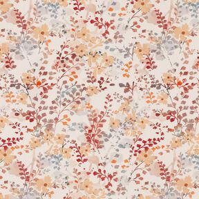 Popelina bawełniana drobne jesienne gałązki | Katia Fabrics – naturalny/czerwień karminowa, 
