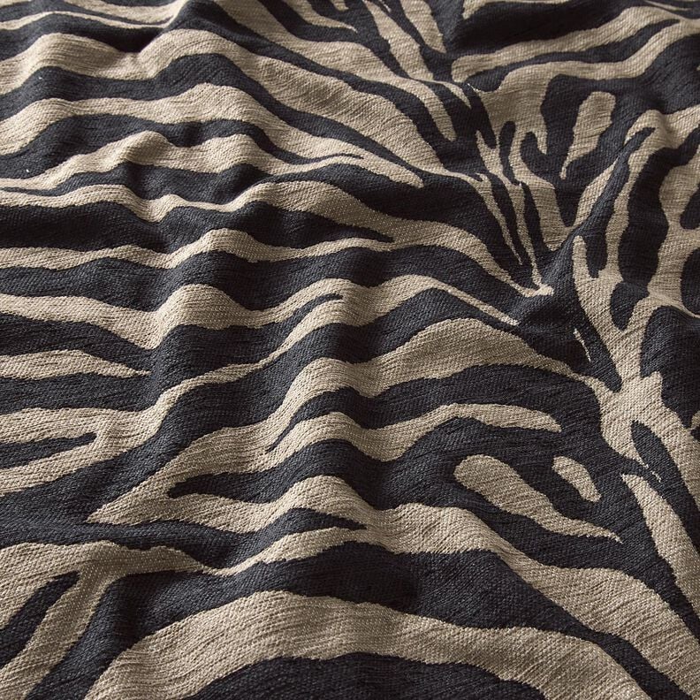 Tkanina tapicerska Żakard zebra – khaki/czerń,  image number 2