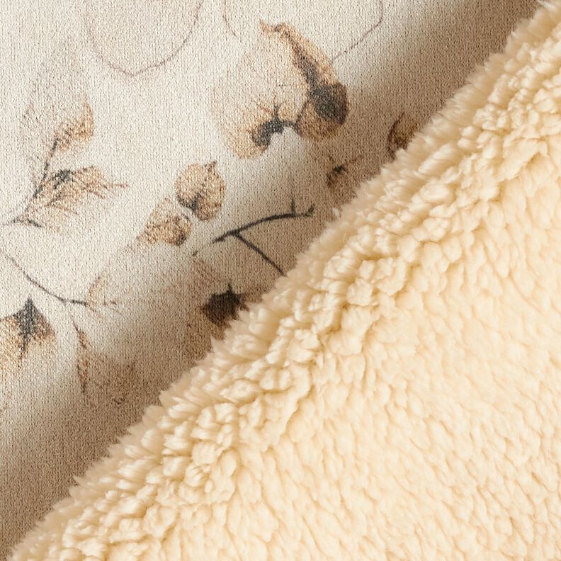 Elastyczny welur z podszewką Sherpa i delikatnymi kwiatami | Katia Fabrics – naturalny, image number 5